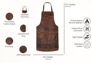 Tablier de menuisier robuste en cuir véritable pour charpentiers professionnels, avec plusieurs passants pour outils, bretelles croisées au dos, protection anti-odeurs, robuste - Product Image 3