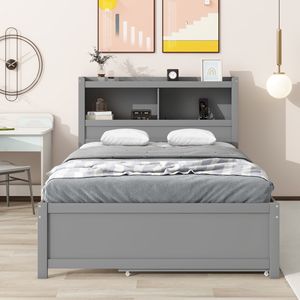 Letto matrimoniale grigio con piattaforma, cassetti e prese USB - Product Image 5