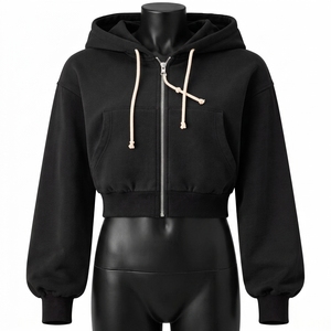 Hoodie court personnalisé pour femme, style streetwear, 100% coton, respirant, écologique, décontracté - Product Image 4