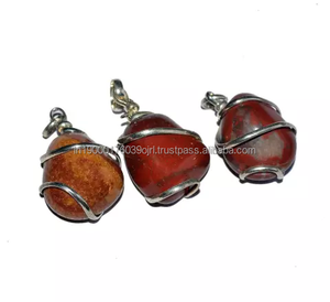 Colgante de Piedra Natural de Ágata y Cuarzo Rosa, Ecológico, Tallado y Envuelto en Alambre, Collar con Colgante de Piedra Preciosa - Product Image 3