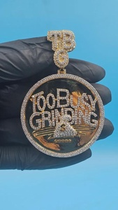 Moissanite Custom Circle Hip Hop <b>Initial</b> Two-Tone 925 Sterling <b>Silver</b> Gold Plated Luxury Certified <b>Pendant</b> with Custom Bail - Product Image 2