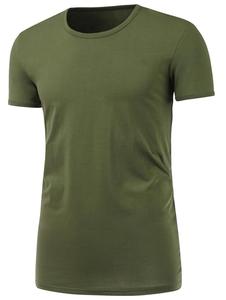 เสื้อยืดผู้ชายถักนิตติ้ง โพลีเอสเตอร์ 100% สีพื้นเรียบง่าย สวมใส่สบาย ไม่ยับ ระบายอากาศดี รับผลิตตามแบบ (OEM) ขายส่ง - Product Image 5