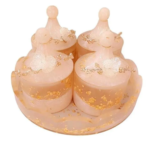 โถเก็บเรซิ่นสีชมพูพร้อมฝาปิด กล่องเก็บของตกแต่ง ทำด้วยมือ ใส่ขนม ชา กาแฟ ของขวัญแต่งงาน ของขวัญสำหรับบ้าน - Product Image 5
