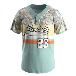 Breathable Sublimation Printed Baseball Two <b>Button</b> Shirts Comfortable Baseball Two <b>Button</b> Shirts - Product Image 1