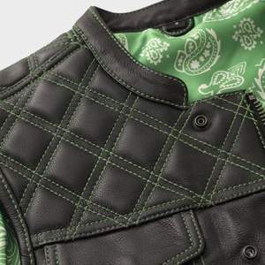 Gilet en cuir matelassé style denim vert paisley pour homme Hunt Club Diamond - Product Image 2
