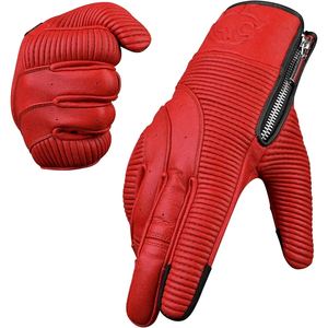 Gants de moto en cuir véritable ciré de qualité supérieure avec doublure intérieure chaude et rembourrage en mousse pour éviter les blessures - Product Image 2