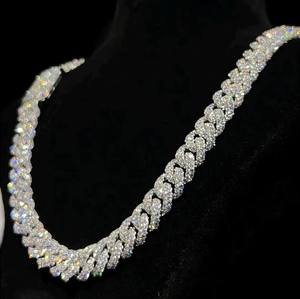 Collier unisexe ajustable en argent sterling 925 plaqué rhodium avec chaîne cubaine et moissanite VVS, style hip-hop, cadeau pour rappeur - Product Image 3