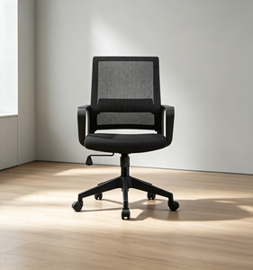 Chaise de bureau ergonomique moderne en maille, hauteur réglable, accoudoirs fixes, structure en acier, base pivotante, design minimaliste pour la maison/le bureau - Product Image 1