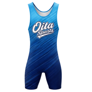 <b>Men</b> Blue Sublimated <b>Wrestling</b> <b>Singlet</b> Polyester Athletic Sports Uniform Sleeveless <b>Wrestling</b> Match Training Performance Wear - Product Image 2