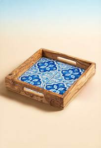 Handmade Solid Wood Irregular Shape Eco-Friendly Buddhism Theme Tray with Polished Natural Finish for Tabletop Home Decor - Product Image 6