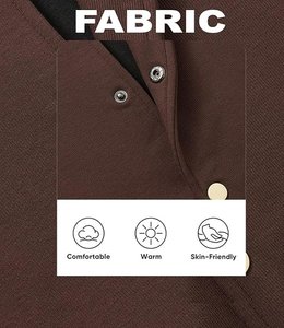 Veste universitaire pour homme en marron et crème avec bordure à rayures blanches, coupe classique, en polyester et coton, col rabattu - Product Image 2