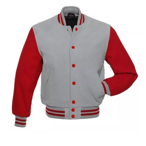 Veste de baseball universitaire de haute qualité pour les sports d'hiver, design bomber en satin avec manches en cuir de vachette, col montant - Product Image 2