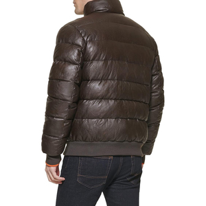 High Quality Customized Sheep Leather Puffer <b>Jacket</b> High Street Style Stand Collar Eco-Friendly <b>Waterproof</b> Unisex Men Front - Product Image 4