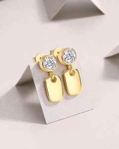 Boucles d'oreilles pendantes Ear Climbers avec diamant rond de laboratoire, en or massif 14 carats, bijoux raffinés pour cadeau de mariage pour petite amie - Product Image 4