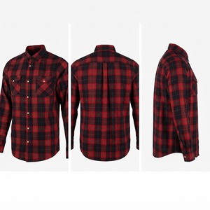 <b>Men's</b> Red Black Plaid <b>Flannel</b> <b>Shirt</b> Full Sleeve Turn-down Collar Casual Winter 100% Cotton Long Sleeve <b>Shirts</b> - Product Image 6