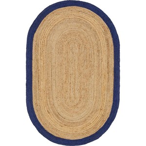 Tapis ovale en jute, couleur unie, tressé, fait main, style oriental, pour salon, antidérapant, adapté aux animaux domestiques, nettoyage localisé, avec support antidérapant - Product Image 5