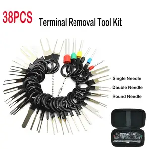 Kit alat pelepas Terminal 38 buah, Set alat penghilang jarum belakang Pin penjepit konektor Pencabut Terminal Plug Harness kawat mobil