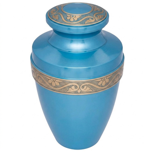 Urnes funéraires en laiton pour adultes avec bandes décoratives dorées et blanches, style européen, capacité de 200 pouces cubes, design personnalisable - Product Image 4