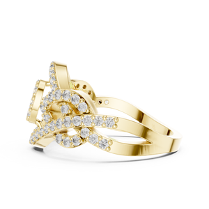 แหวนเพชรทรงกลมเพาะเลี้ยงในห้องปฏิบัติการ ทองคำแท้ 14K 18K ทรงวงรี ประดับเพชรแบบคริสครอส หลายแถว น้ำหนัก 0.62 กะรัต DEF VVS แหวนครบรอบ ODM - Product Image 5