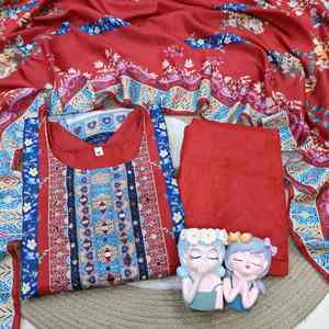 Traje de Muselina de 3 Piezas de Alta Calidad, Estampados Florales Vibrantes, Dupatta, Salwar, Anarkali, Kurta, Conjunto de Pantalón, Vestido Largo - Product Image 3