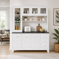 Buffet de cuisine en métal, armoire à vaisselle en acier pour salle à manger, meuble de cuisine autoportant en métal, armoire de cuisine moderne en fer