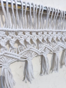 <b>White</b> Geometric Woven Macrame Tassel Wall <b>Hanging</b> Boho Luxury Living Room Decor - Product Image 2