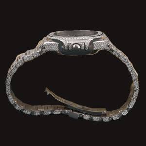 Nouvelle montre de luxe entièrement sertie de moissanite et de diamants ronds, avec lunette uniquement et fonction date automatique – Montre diamantée attrayante - Product Image 6