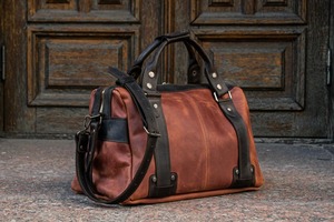 Sac de voyage en cuir pleine fleur vintage, sac de week-end pour homme et femme, grande capacité, léger, portable, bagage direct usine - Product Image 2