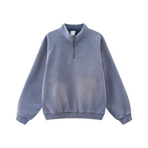 Sudadera Unisex Oversize de Forro Polar con Cremallera de Cuarto, Cuello Alto, Color Liso, Estilo Casual para Otoño, Largo Regular, Tejido de Punto - Product Image 3