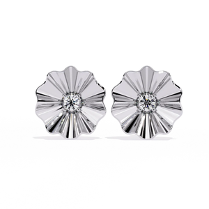 Pendientes Ajretail con Diamantes Naturales Golden Bloom de 0.06ct - Oro de 14K, Corte Brillante Redondo, Estilo Étnico, Color H, Claridad VS-SI - Product Image 3