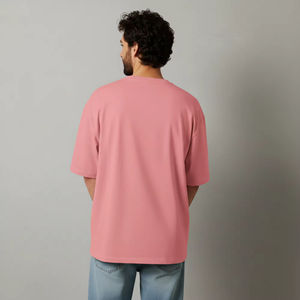 T-shirt surdimensionné pour homme en coton 100% tricoté, écologique, qualité luxe, épaules tombantes, impression de logo personnalisé, OEM ODM - Product Image 2