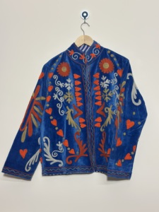 Hand Embroidered Knitted <b>Velvet</b> Suzani <b>Jacket</b> Floral Pattern Autumn/Winter Outerwear <b>Women</b> Vintage Cotton Lining Breathable - Product Image 1