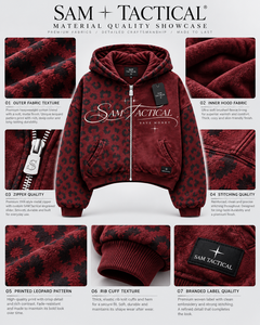 Sam Tactical Men's Oversized Zip-Up <b>Hoodie</b> Fleece Printed Streetwear <b>Red</b> Black Patterned Front Logo Autumn Wear Cheap Price - Product Image 5