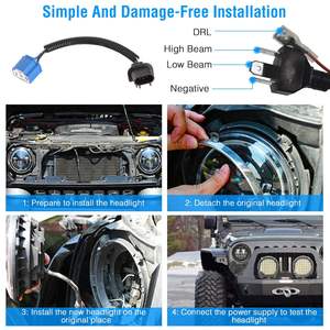 2 Faros Delanteros LED Redondos de 7 Pulgadas y 75 W con Halo DRL de 3800 LM, Luz Alta y Baja para Jeep Wrangler TJ JK CJ H4 H13 Adap - Product Image 3