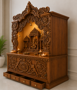 Luxurious Hand-Carved Hari <b>Mandir</b> for Pooja Ghar Solid Teak Wood Home Pooja Room Temple Traditional Hindu Temple For Australia - Product Image 5
