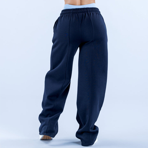 Nueva Llegada, Pantalones Deportivos de Felpa para Mujer, Color Azul Marino, con Logotipo Personalizado, Cintura Elástica con Cordón Interior, Tejido de Punto, Venta al Por Mayor, Alta Calidad - Product Image 2