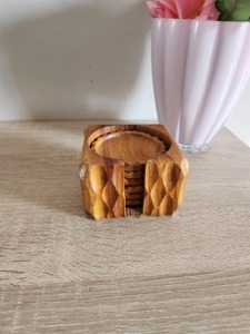 Sous-verre en bois à découper, design décoratif pour table, article de vaisselle en bois, sous-verre à thé fait maison - Product Image 4