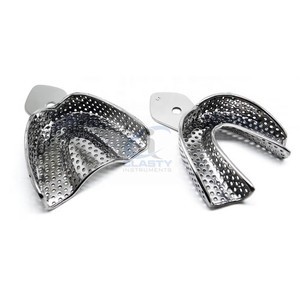 Plateaux d'empreinte dentaire perforés, ensemble supérieur et inférieur, en acier inoxydable, réutilisables, autoclavables, pour empreintes en alginate, CE ISO - Product Image 1