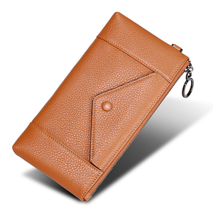Elegant Black Leather <b>Wristlet</b> Clutch With Zipper Closure And Button Detail For Daily Use - Product Image 6