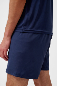 Shorts de plage pour homme en tissu tissé bleu marine à séchage rapide, taille élastique, couleur unie, shorts de bain, vêtements de sport décontractés - Product Image 4