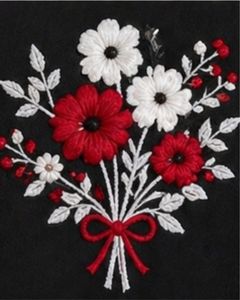 T-shirt surdimensionné personnalisé noir brodé de fleurs pour femme, col rond à rayures contrastées, coupe décontractée ample en coton, haut d'été - Product Image 4