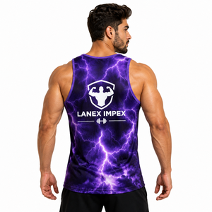 Custom Purple Lightning Print Gym Tank Top for Men 3D Sublimation Bodybuilding <b>Stringer</b> <b>Vest</b> Sleeveless Fitness Sportswear OEM - Product Image 4