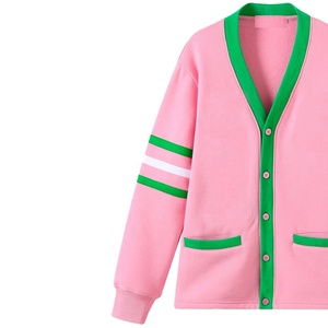Suéteres de punto al por mayor para mujeres de hermandades universitarias, estilo nuevo, color rosa y verde, cuello en V, estilo universitario OEM. - Product Image 4