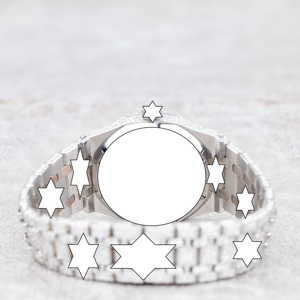 Reloj de Lujo Redondo con Incrustaciones de Diamantes de Imitación, Estilo Hip Hop, Movimiento Automático, Esfera de Cristal, Acero Inoxidable, para Unisex - Product Image 5