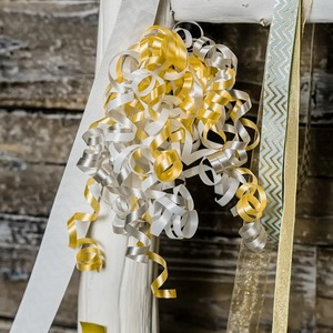 Cinta de regalo al por mayor de doble cara con lazo rizado, satinada, tejida, estilo sólido, amarilla y blanca, para decoración de cumpleaños, de poliéster con impresión digital - Product Image 6