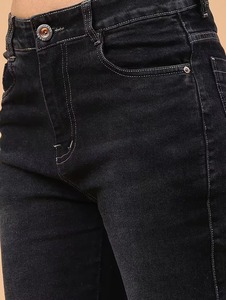 Boot Cut Mid Waist <b>Stretch</b> <b>Denim</b> Jeans Black Blue Vintage Ripped Eco-Friendly Washable Cotton Hand-painted Design - Product Image 6