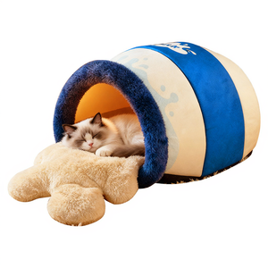 Cama para Gatos con Forma de Jarra de Leche, Cueva Cálida de Felpa para Mascotas, Nido Semi-Cerrado para Dormir en Invierno, para Perros Pequeños y Cachorros, con Cojín Suave Extraíble - Product Image 1