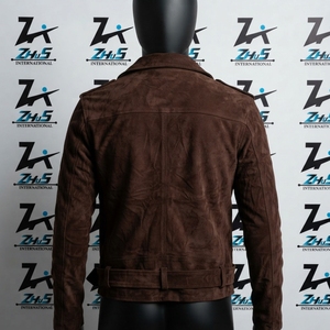 2026 Best Quality Brown Suede Leather Motorcycle <b>Jacket</b> Winter Warm <b>Shearling</b> Biker Coat Zipper Closure Suede Leather <b>Jacket</b> - Product Image 2