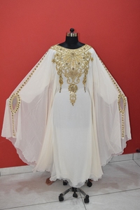 Green High Neck Floor Length Women's Modest Long Sleeve Beaded Polyester <b>Abaya</b> Middle East Style Prayer <b>Dress</b> Plus Size Evening - Product Image 2