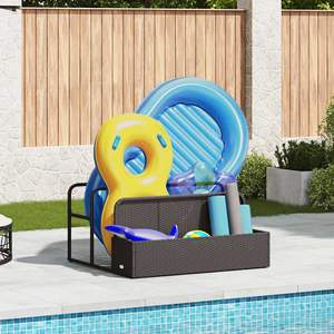 Grand bac de rangement flottant pour piscine en rotin PE noir – Produit élégant et pratique pour organiser votre espace piscine - Product Image 1